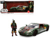 2005 Ford GT Green (Weathered) with Graphics and Boba Fett Figure "Star Wars" Franchise