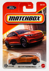 2021 Ford Mustang Mach-E in a burnt orange metallic finish from the Matchbox mainline series (number 39/125)
